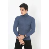Erkek Fitilli Kaşkorse Kumaş Boğazlı Full Likralı Slimfit Body - İndigo