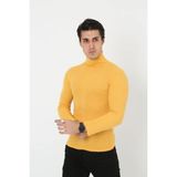 Erkek Fitilli Kaşkorse Kumaş Boğazlı Full Likralı Slimfit Body - Sarı