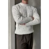 Erkek Fitilli Örme Oversize Kazak - Ekru - XL