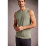 Erkek Flamlı Kumaş Kolsuz Atlet Günlük Fitness Spor T-Shirt - Mint Yeşili