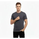 Erkek Füme Bisiklet Yaka Slim Fit Dar Kesim Likralı Günlük Basic Body Tişört