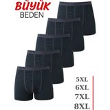 Erkek Füme Büyük Beden Boxer Pamuklu Likralı Yumuşak ve Esnek Kumaş 5'li Paket - 8XL