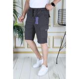 Erkek Füme Likralı Gabardin Şort Kargo Cepli Pamuklu Beli Lastikli Bağcıklı Basic Şort - 32