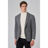 Erkek Füme Örme Trend Desenli Slim Fit Mono Yaka Ceket - 6 Drop - 48