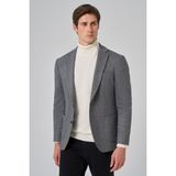 Erkek Füme Örme Trend Desenli Slim Fit Mono Yaka Ceket
