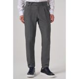 Erkek Füme Poliviskon Trend Desenli Slim Fit Çift Pile Pantolon