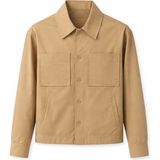 Erkek Gabardin Gömlek Ceket Çift Cepli Oversıze - XL - Camel