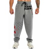 Erkek Gevşek Fit Ağır Eşofman Altı, Polar Kumaş Kışlık Pantolon Büyük ve Uzun, Gri, 4XL