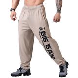 Erkek Gevşek Fit Eşofman Altı, Akan Kumaş, Esnek Spor Salonu Egzersiz Vücut Geliştirme Cepli Aktif Pantolon, Açık Kahverengi, L
