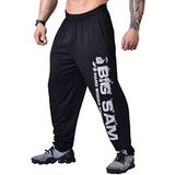 Erkek Gevşek Fit Eşofman Altı, Akan Kumaş, Esnek Spor Salonu Egzersiz Vücut Geliştirme Cepli Aktif Pantolon, Siyah-gümüş, 3XL