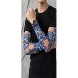 Erkek Giyilebilir Geçici Kol Dövmesi 1 Çift Tam Kol Tattoo Sleeve – Gerçekçi Tribal Kuru Kafa Alev Desenli Esnek Dövme Kolluğu Frn01