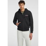 Erkek Gj Fermuarlı Kapüşonlu Logolu Sweatshirt - Siyah
