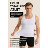 Erkek Göbek Toparlayıcı Korse Atlet – Ince Gösteren Dikişsiz Şekillendirici Atlet - Beyaz