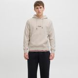 Erkek Gögüs Minimal Logo Baskili Kapüsonlu Sweatshirt - Soho - 02S-Bej - 2XL