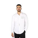 Erkek Göğüste Marka Logolu Dar Kalıp Dokuma Kumaş Uzun Kollu Beyaz T-Shirt 25413504-010