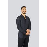 Erkek Göğüste Mikro Kartal İşlemesi Gömlek Yaka Uzun Kol Lacivert Gömlek EM001537 AF17293-UB118