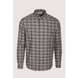 Erkek Gömlek Bej Uzun Kol Ekose Kareli Flanel Yün Tuşeli Slim Fit Düğmeli Yaka Shirt NCS JEANS 7266
