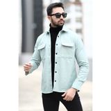 Erkek Gömlek Ceket Yeşil Hafif Kumaş Çift Cepli Çıtçıt Kapama - 16815 - XL