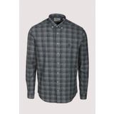 Erkek Gömlek Haki Uzun Kol Ekose Kareli Flanel Yün Tuşeli Slim Fit Düğmeli Yaka Shirt NCS JEANS 7266