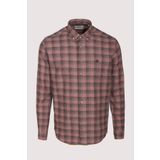 Erkek Gömlek Kiremit Uzun Kol Ekose Kareli Flanel Yün Tuşeli Slim Fit Düğmeli Yaka Shirt NCS JEANS 7266