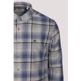 Erkek Gömlek Mavi Uzun Kol Ekose Kareli Flanel Yün Tuşeli Slim Fit Düğmeli Yaka Shirt NCS JEANS 7269 MAVİ M