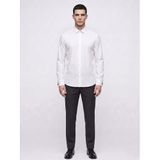 Erkek Gömlek - Slim Fit Pamuklu Esnek Kumaş - Fransız Manşetli Kol Düğmeli Klasik Uzun Kollu Gömlek (Beyaz, Medium)