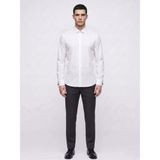 Erkek Gömlek - Slim Fit Pamuklu Esnek Kumaş - Fransız Manşetli Kol Düğmeli Klasik Uzun Kollu Gömlek (Beyaz, X Large)