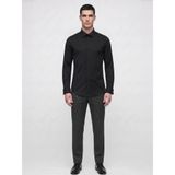 Erkek Gömlek - Slim Fit Pamuklu Esnek Kumaş - Fransız Manşetli Kol Düğmeli Klasik Uzun Kollu Gömlek (Siyah, 3X Large)