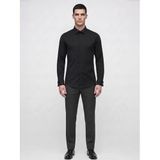 Erkek Gömlek - Slim Fit Pamuklu Esnek Kumaş - Fransız Manşetli Kol Düğmeli Klasik Uzun Kollu Gömlek (Siyah, 5X Large)