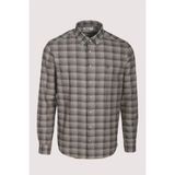 Erkek Gömlek Uzun Kol Bej Ekose Kareli Flanel Yün Tuşeli Slim Fit Düğmeli Yaka Shirt NCS JEANS 7266 - 2XL