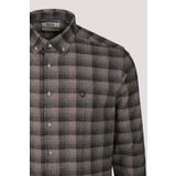 Erkek Gömlek Uzun Kol Bej Ekose Kareli Flanel Yün Tuşeli Slim Fit Düğmeli Yaka Shirt NCS JEANS 7266 BEJ S