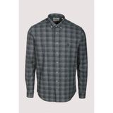 Erkek Gömlek Uzun Kol Haki Ekose Kareli Flanel Yün Tuşeli Slim Fit Düğmeli Yaka Shirt NCS JEANS 7266 - 3XL