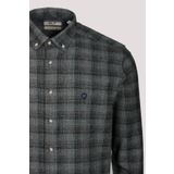 Erkek Gömlek Uzun Kol Haki Ekose Kareli Flanel Yün Tuşeli Slim Fit Düğmeli Yaka Shirt NCS JEANS 7266 HAKİ 2XL