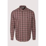 Erkek Gömlek Uzun Kol Kiremit Ekose Kareli Flanel Yün Tuşeli Slim Fit Düğmeli Yaka Shirt NCS JEANS 7266 - XL