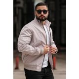 Erkek Gömlek Yaka Baharlık Mont Astarlı Mevsimlik Çeket Bej
