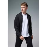 Erkek Greg Kapüşonlu Önü Fermuarlı Basic Sweatshirt%100 Pamuk - Siyah SİYAH