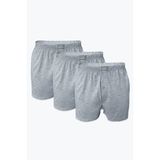Erkek Gri 3 Lü Paket Geniş Kalıp Büyük Beden Boxer %100 Pamuk Battal Boy 3m024