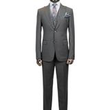 Erkek Gri 3 Parça Takım Elbise, Düğmeli Ceket ve Yelek, Düz Pantolon, Slim Fit Kesim (Gri, 52)
