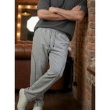 Erkek Gri Baggy Biyeli Oversize Relaxed 4 Mevsim Eşofman Altı Bol Paça 2 Iplik Tam Kalıp - 2XL