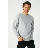 Erkek Gri Basic Bisiklet Yaka Sweatshirt