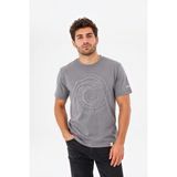 Erkek Gri Bisiklet Yaka Taşlı Pamuk Tişört Günlük Rahat Kesim Kısa Kollu T-Shirt - XL