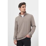 Erkek Gri Fermuarlı Bato Yaka Sweat-Shirt
