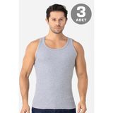 Erkek Gri Fitilli Kaşkorse Atlet 3'lü Paket Esnek ve Yumuşak Kumaş - 2XL