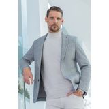 Erkek Gri Örme Slim Fit Mono Yaka Ceket