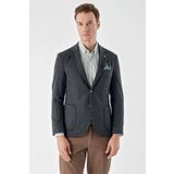 Erkek Gri Örme Slim Fit Torba Cep Mono Yaka Spor Ceket