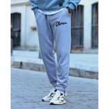 Erkek Gri Paça Lastikli Chıcago Baskılı Oversize Eşofman Alt