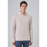 Erkek Gri Pamuk Trend Ağaç Kabuğu Desen Dinamik Fit Polo Yaka Sweat-Shirt