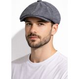 Erkek Gri Pamuklu Kasket Şapka Yazlık Nefes Alan Ingiliz Stili Newsboy Şapka - Standart