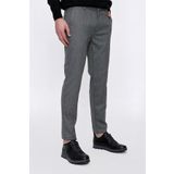 Erkek Gri Poliviskon Desenli Slim Fit Pantolon