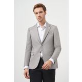 Erkek Gri Poliviskon Slim Fit Mono Yaka Klasik Ceket